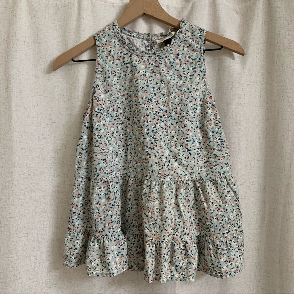 Universal Thead Flora Tiered Crop Tank Sleeveless Babydoll Medium Ruffle Mint